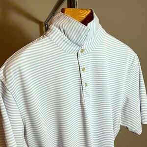 Peter Millar Crown Crafted Polo- Tailored Fit- size XL- Pink and Blue